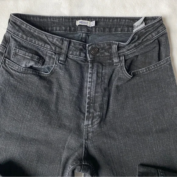 Brandy Melville Flare Jeans Dark Grey Faded Black Denim - Picture 4 of 10